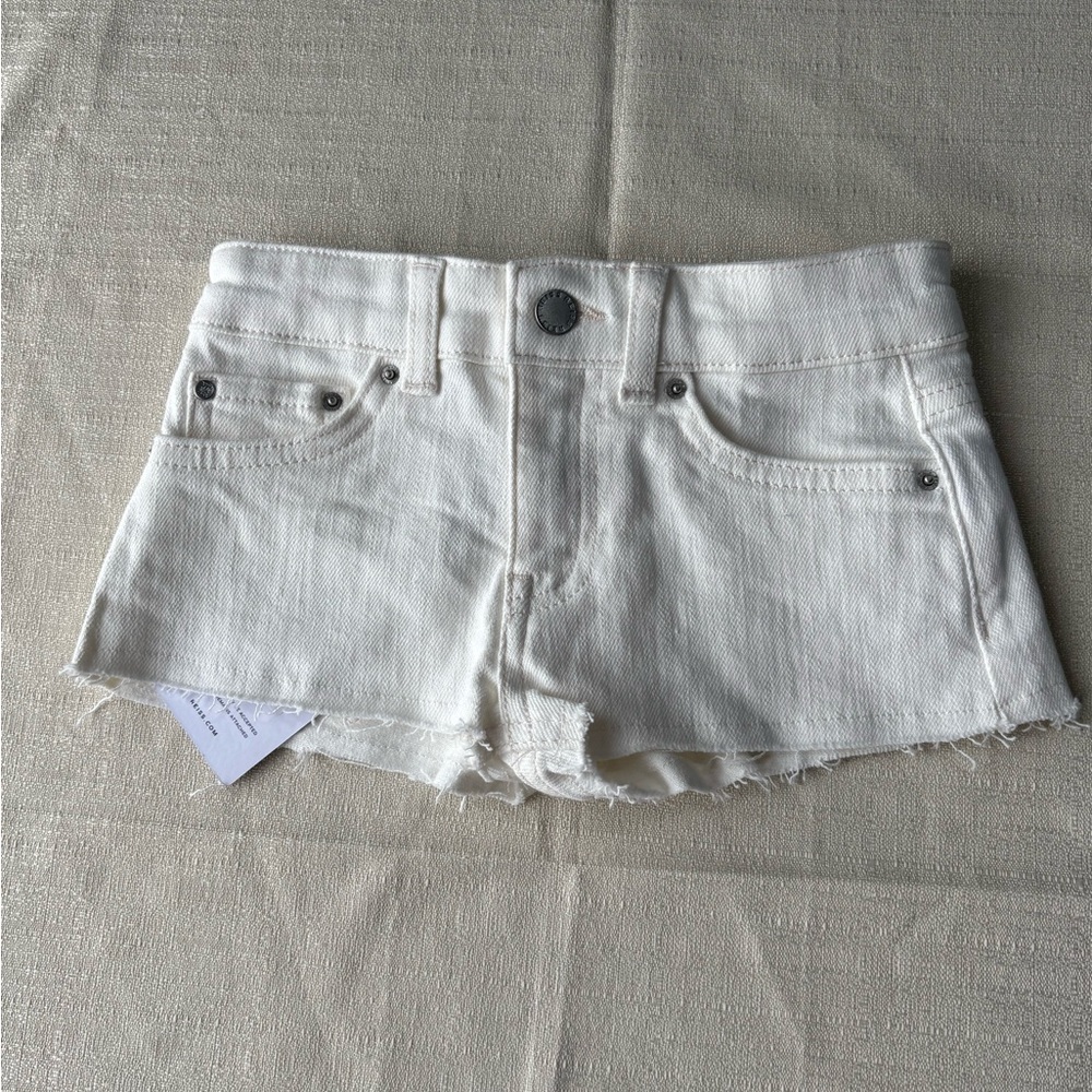 NWT Reiss Mila Jr Denim White Cut Off‎ Shorts Size 4/5